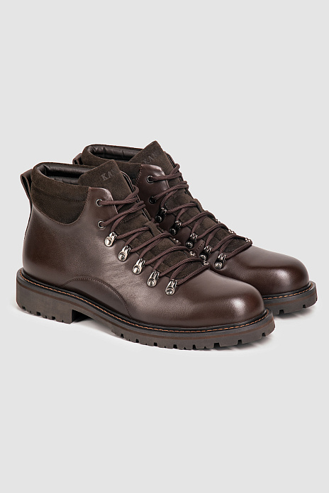 Ботинки из натуральной кожи и замши, цвет Коричневый