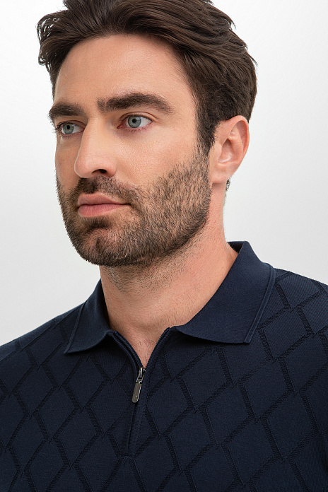 Джемпер поло из хлопка Пима, цвет Синий темный