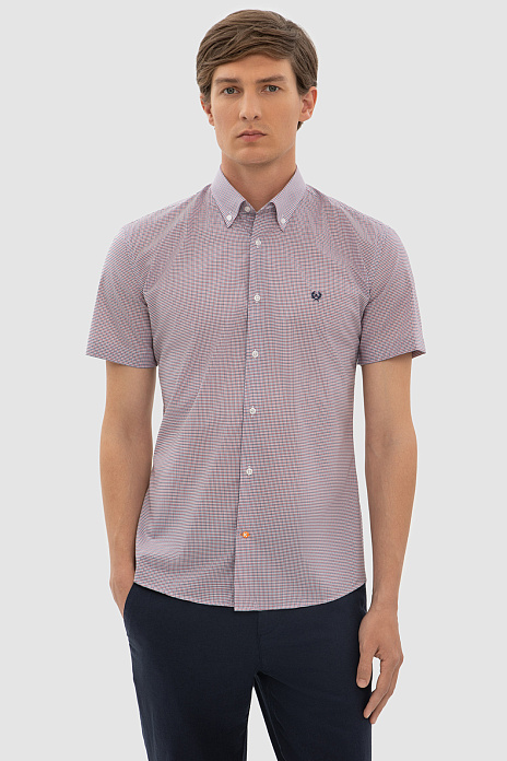 Сорочка с коротким рукавом из итальянской хлопковой ткани Monti, цвет Красный