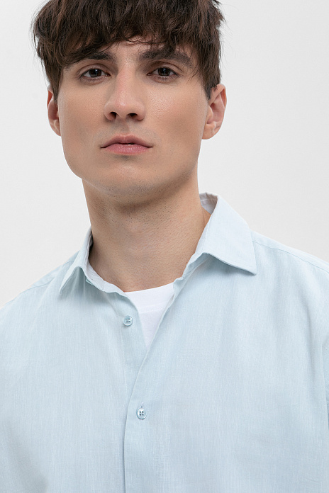 Сорочка с коротким рукавом изо льна и хлопка, цвет Зеленый светлый