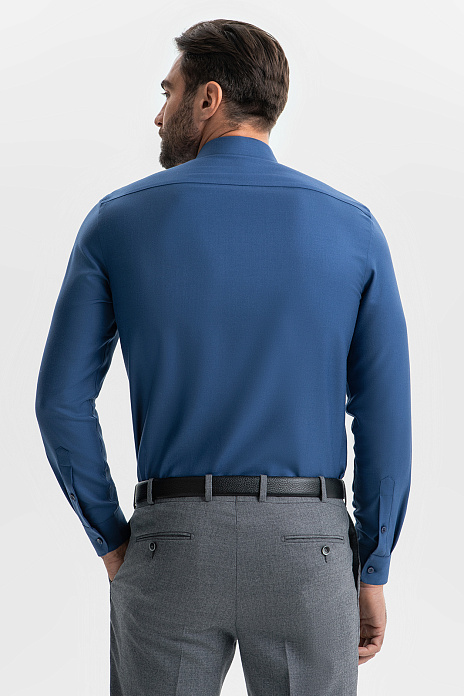 Рубашка из смесовой шерсти с возможностью машинной стирки, цвет Синий