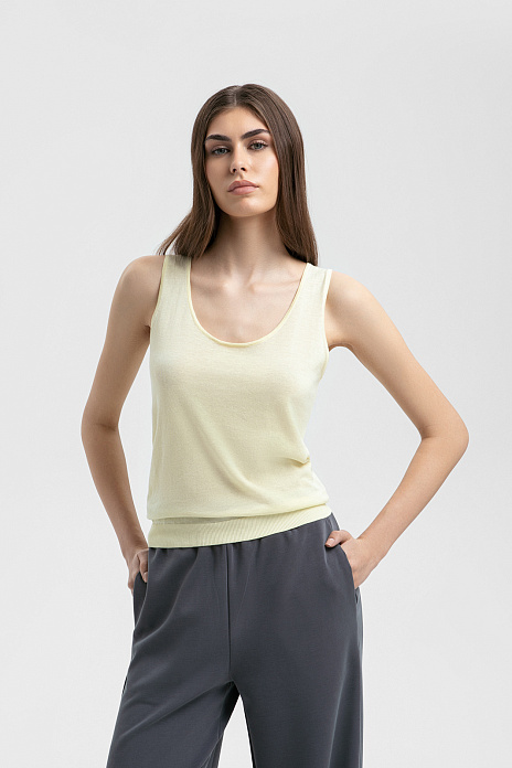 Топ из хлопка, шелка и льна, цвет Желтый светлый