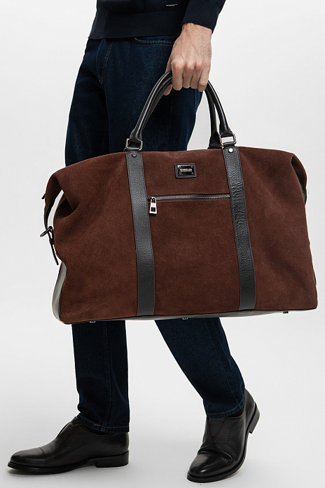 Сумка дорожная из натуральной кожи и замши, цвет Коричневый