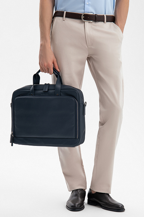 Портфель из натуральной кожи, цвет Синий темный