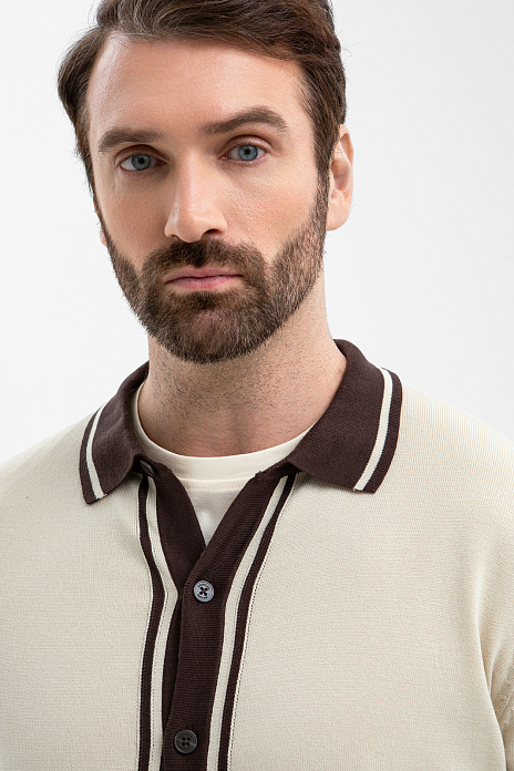 Кардиган с коротким рукавом из хлопка Пима, цвет Бежевый светлый