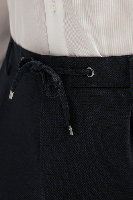 Синие брюки на кулиске из трикотажной ткани, цвет Синий темный