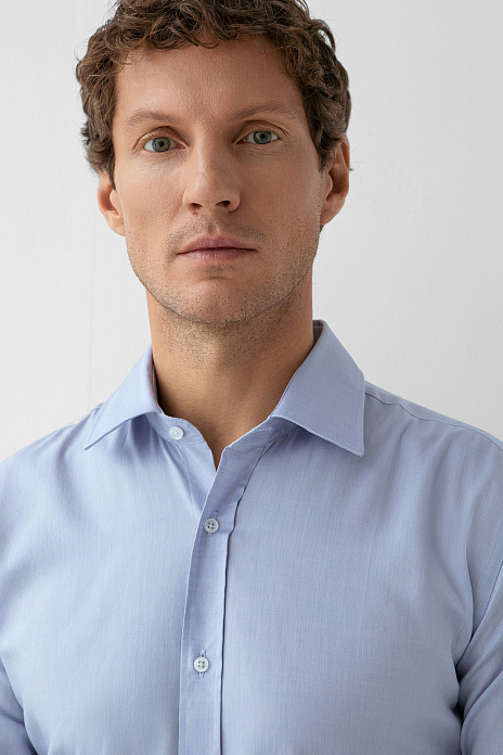 Сорочка из хлопка, вискозы и шёлка Carlo Bassetti (Италия), цвет Голубой
