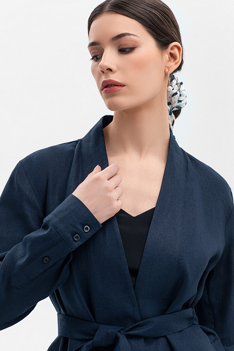 Жакет изо льна, цвет Синий темный