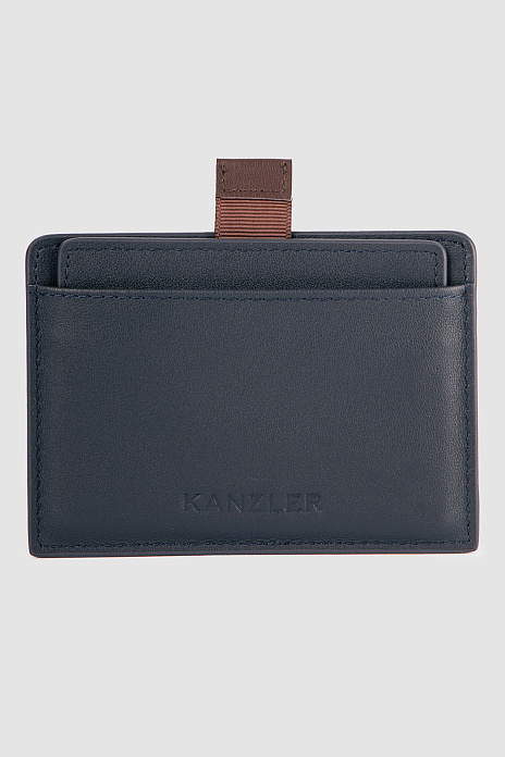 Визитница из натуральной кожи, цвет Синий темный