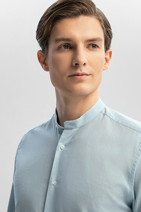 Сорочка изо льна и хлопка, цвет Голубой светлый