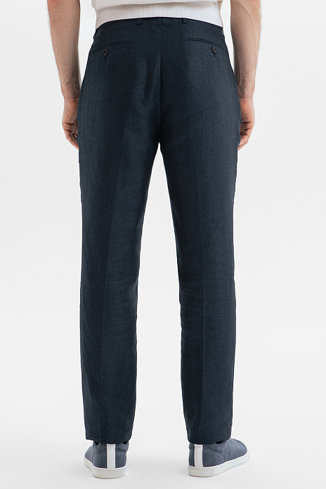 Брюки изо льна, цвет Синий темный