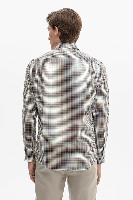 Фланелевая сорочка в клетку, цвет Коричневый