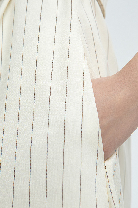 Платье из шерсти, льна и шелка, цвет Молочный