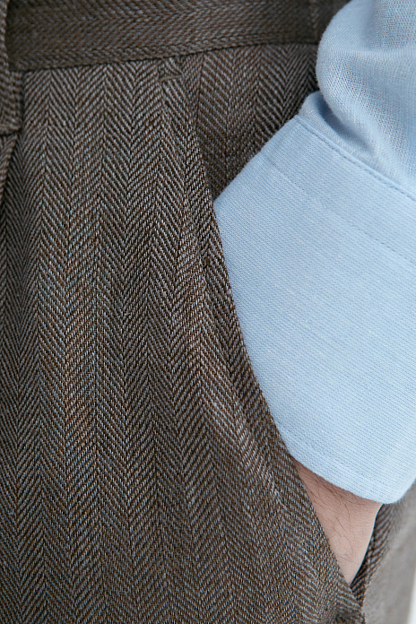 Брюки изо льна, цвет Коричневый