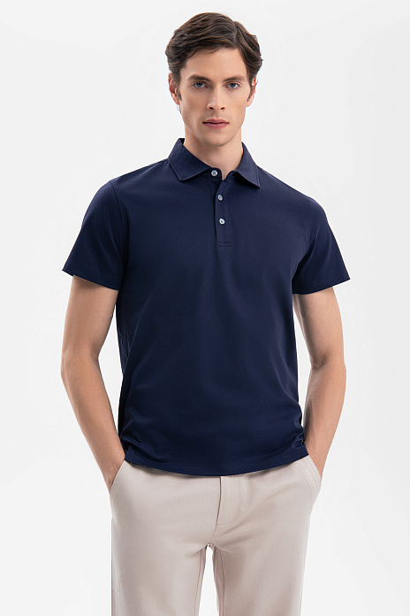 Поло из мерсеризованного хлопка, цвет Синий темный