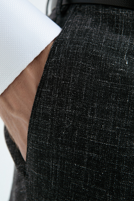 Брюки из шерсти, льна и шелка, цвет Антрацит