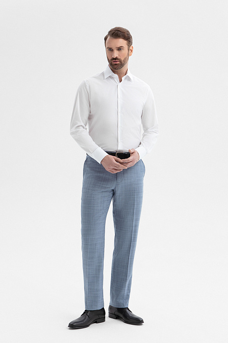 Брюки из шерсти и шелка, цвет Голубой