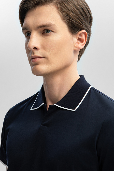 Поло из мерсеризованного хлопка, цвет Синий темный