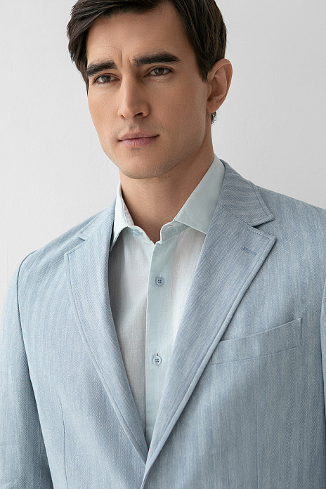 Пиджак из хлопка, льна и вискозы, цвет Голубой