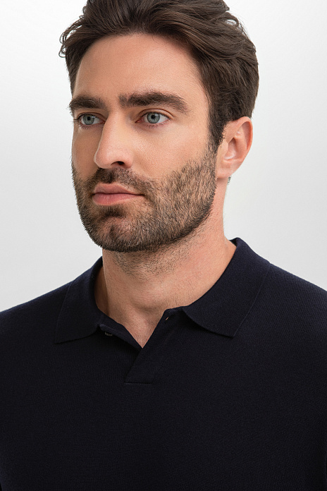 Джемпер поло из шерсти и кашемира, цвет Синий темный