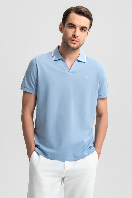 Поло из мерсеризованного хлопка, цвет Голубой