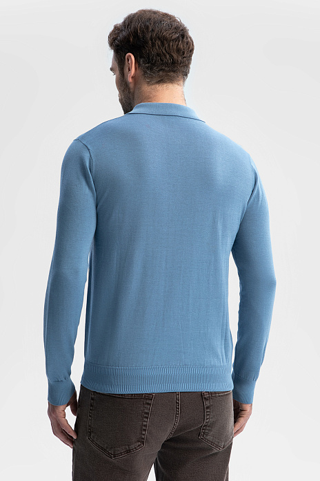 Поло из хлопка, шелка и льна, цвет Голубой светлый