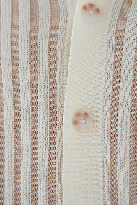 Кардиган с коротким рукавом из хлопка и льна, цвет Бежевый