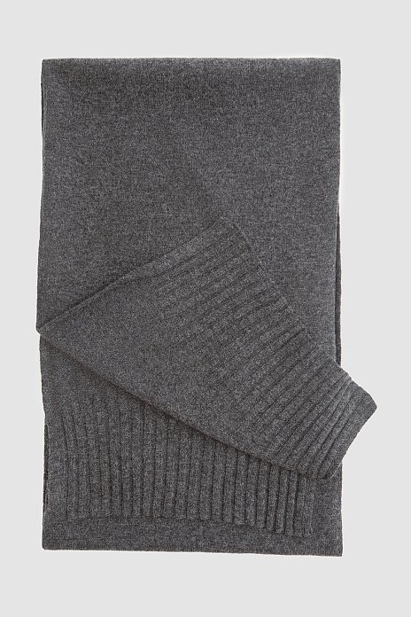 Шарф из шерсти и кашемира, цвет Серый темный
